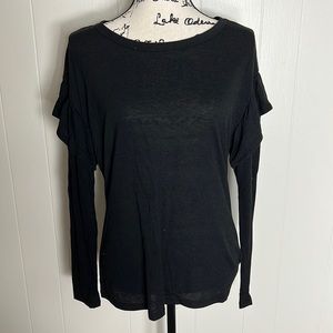 Black Ruffle Sleeve Top